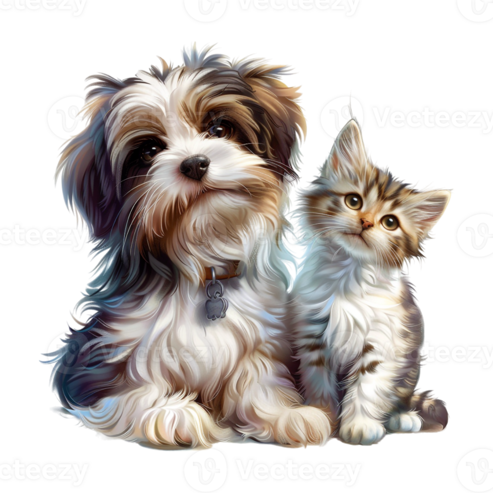 Dog and Cat Sitting on Transparent Background png