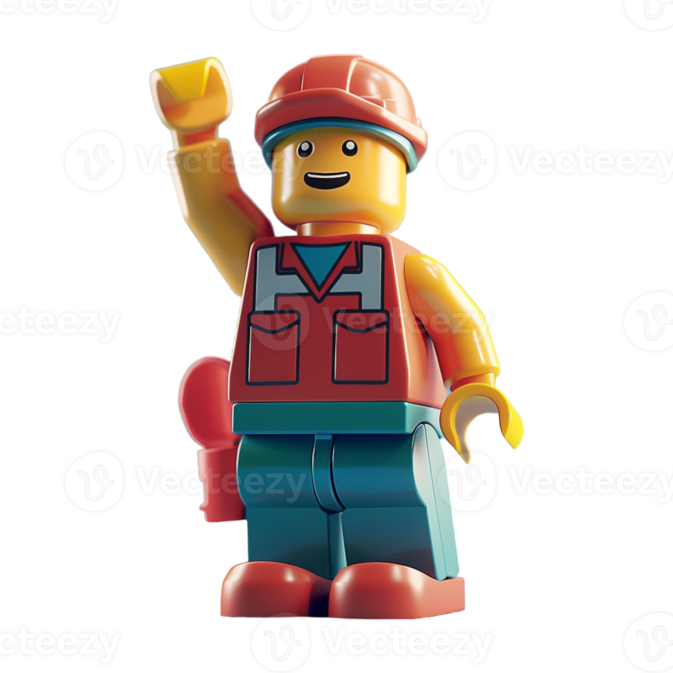Construction Worker Standing Toy on Transparent Background png