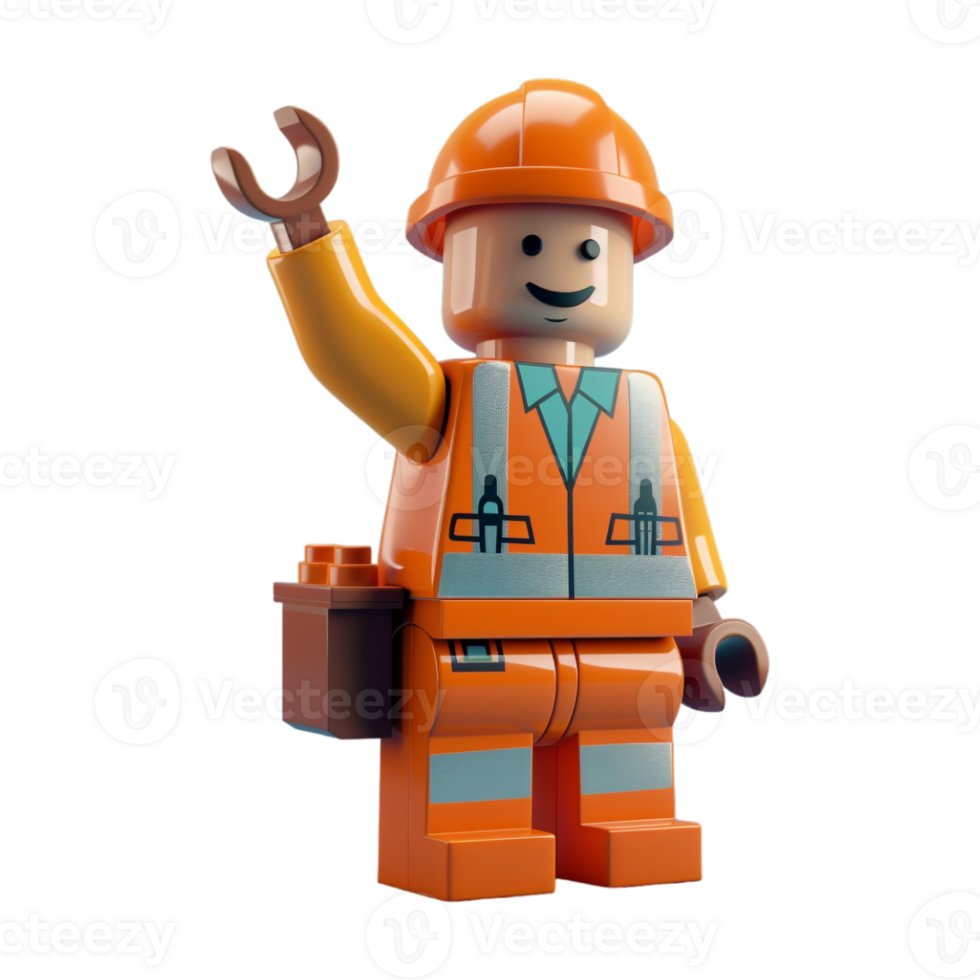 Construction Worker Standing Toy on Transparent Background png