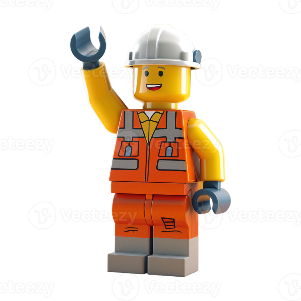 Construction Worker Standing Toy on Transparent Background png