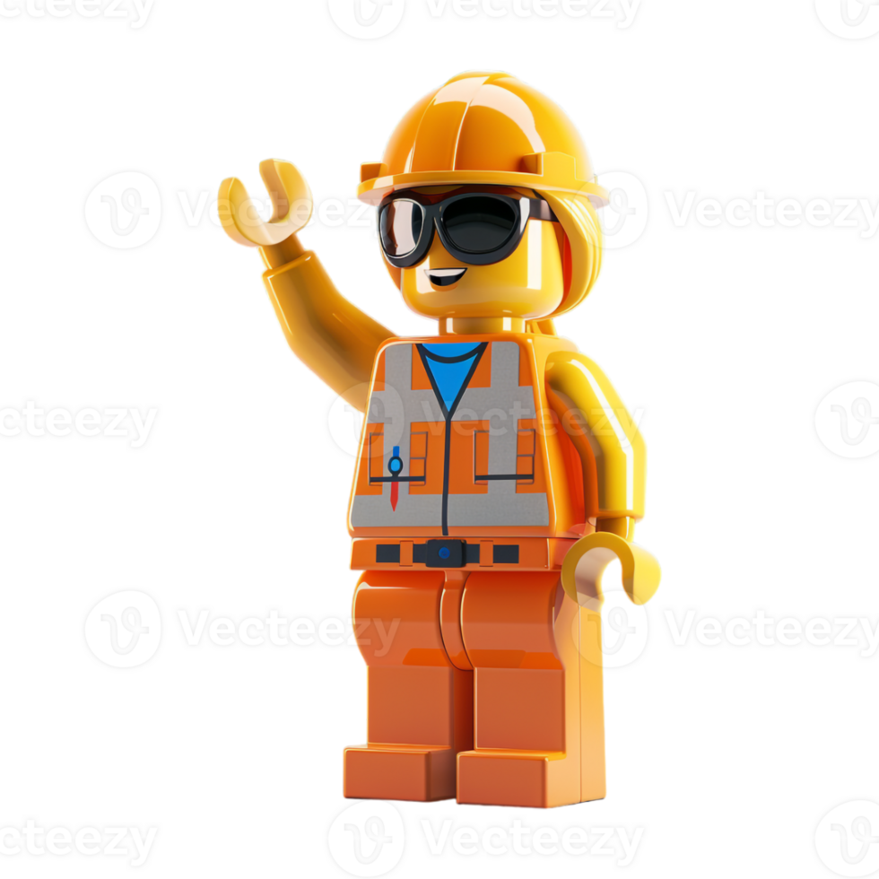 Construction Worker Standing Toy on Transparent Background png