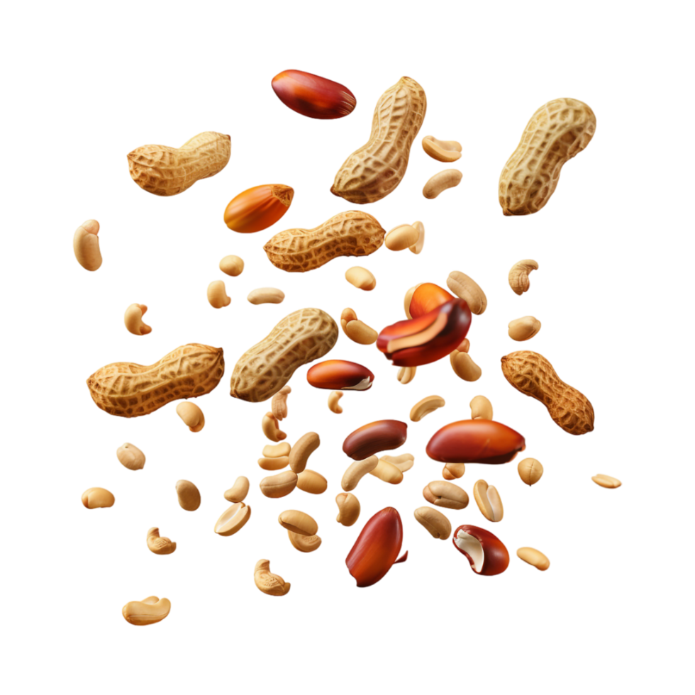 Peanuts in Air on Transparent Background png