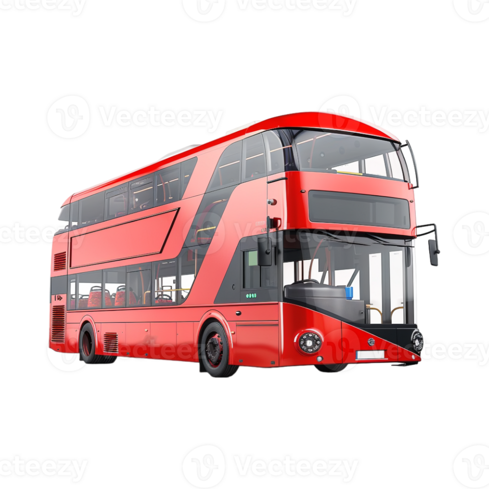 Red Double Decker Bus on Transparent Background png