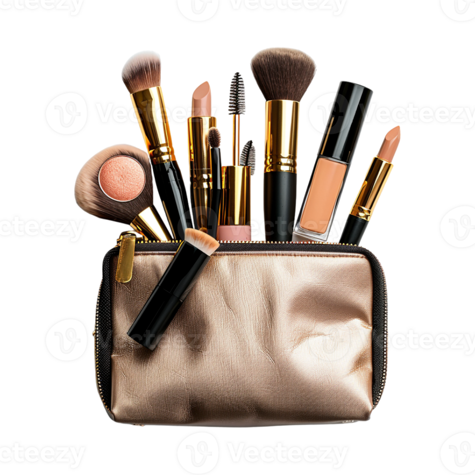 Makeup Kit Bag With Brushes on Transparent Background png