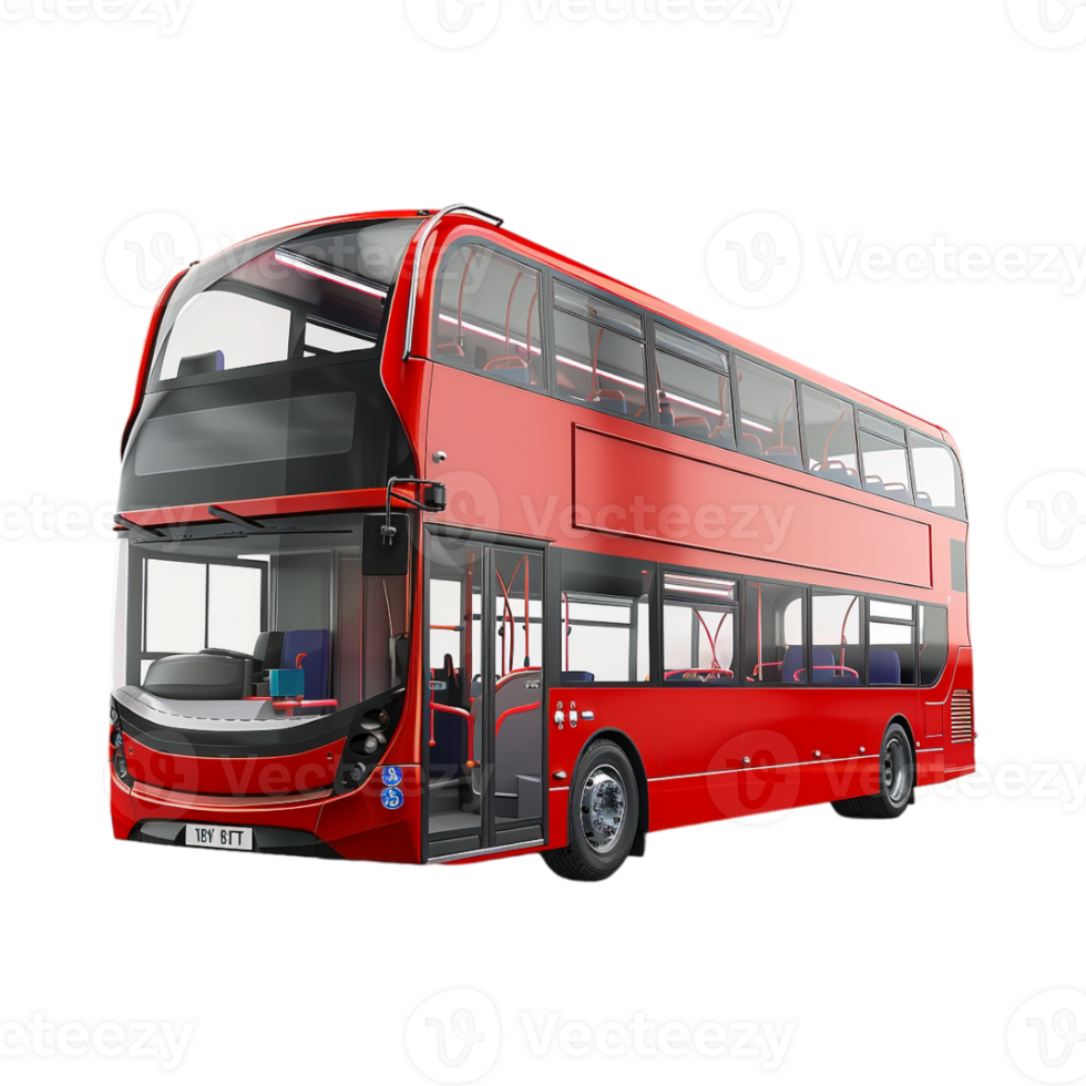 Red Double Decker Bus on Transparent Background png