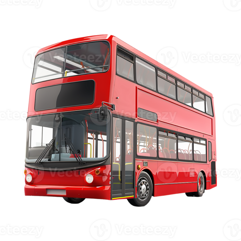 Red Double Decker Bus on Transparent Background png