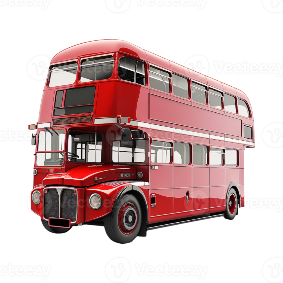 Red Double Decker Bus on Transparent Background png