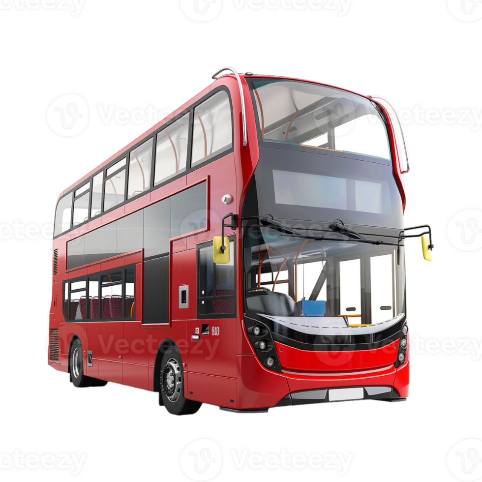 Red Double Decker Bus on Transparent Background png
