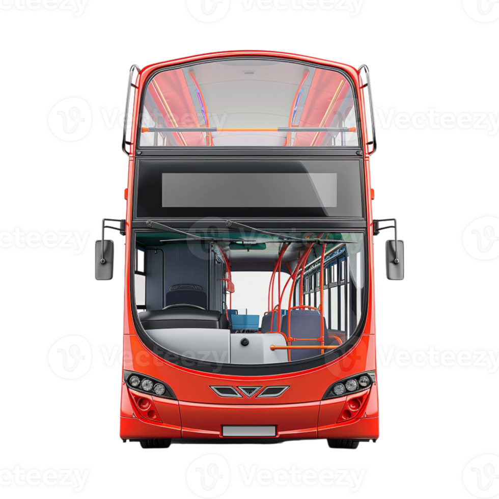 Red Double Decker Bus on Transparent Background png