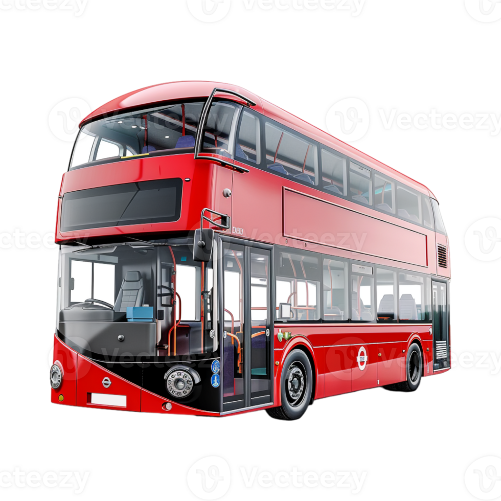 Red Double Decker Bus on Transparent Background png