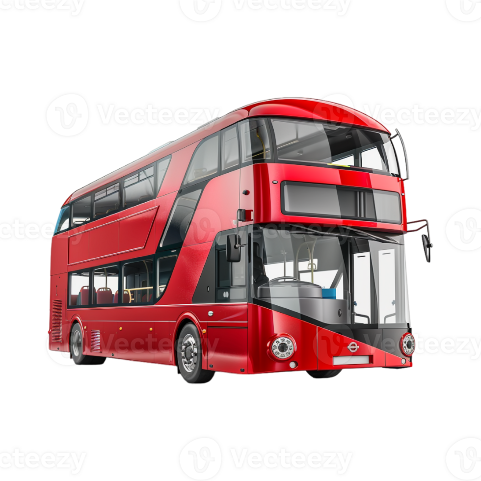 Red Double Decker Bus on Transparent Background png