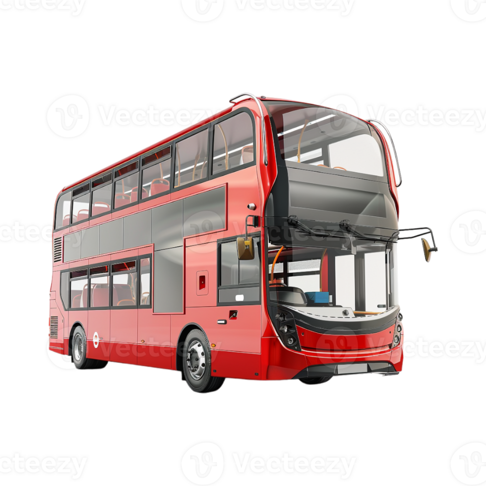 Red Double Decker Bus on Transparent Background png