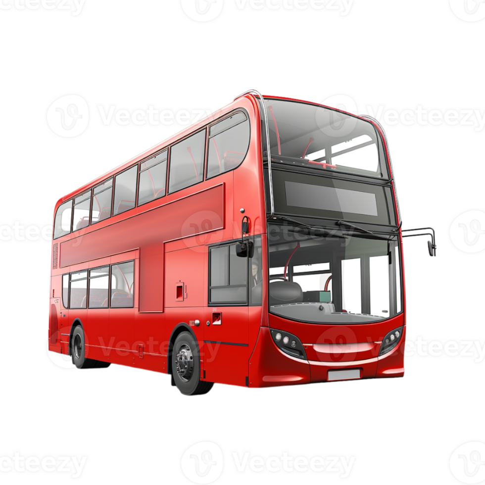 Red Double Decker Bus on Transparent Background png