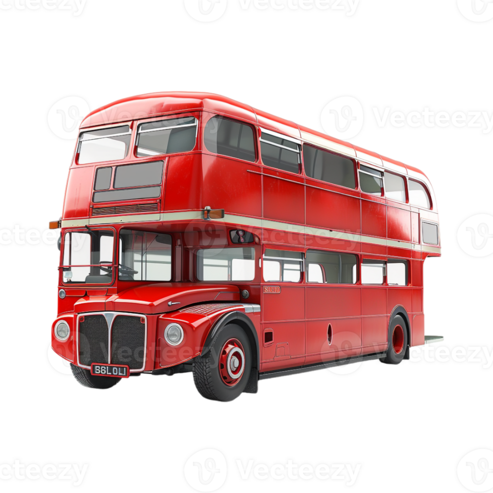 Red Double Decker Bus on Transparent Background png