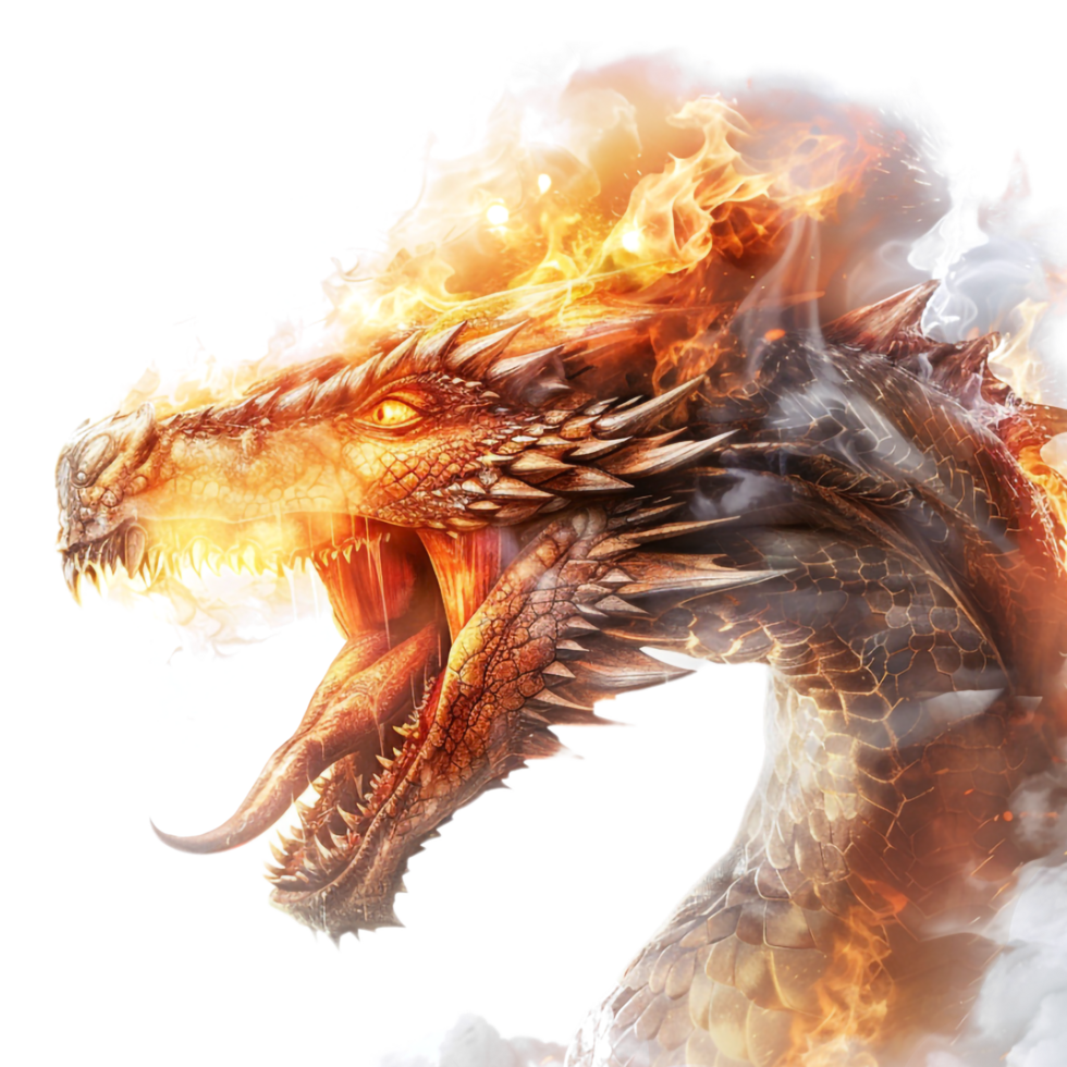 Dinosaur with Fire on Transparent Background png