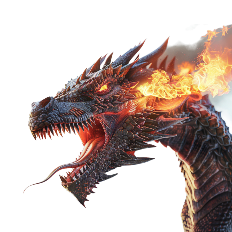 Dinosaur with Fire on Transparent Background png