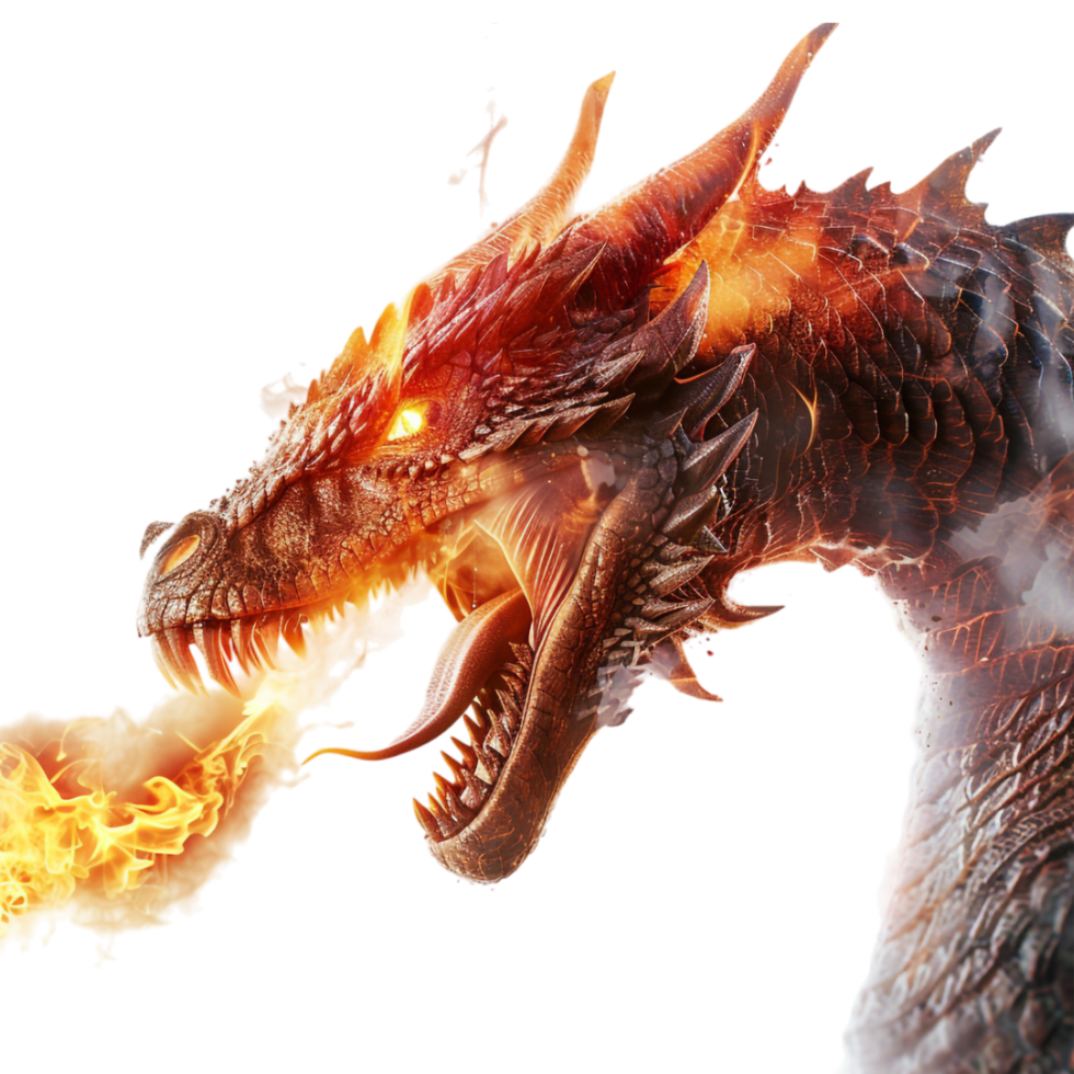 Dinosaur with Fire on Transparent Background png