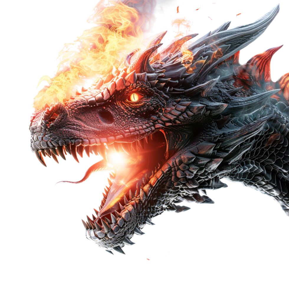 Dinosaur with Fire on Transparent Background png