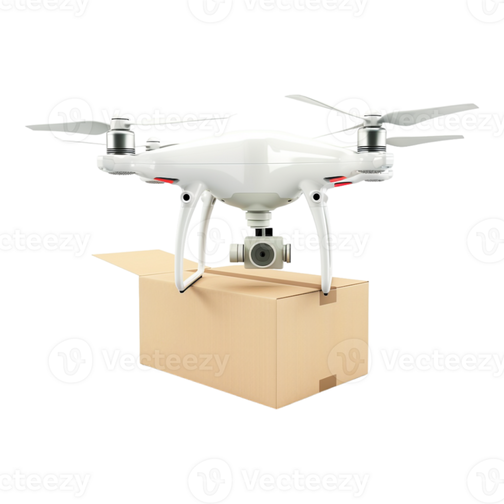 Delivery Drone with Holding Box on Transparent Background png