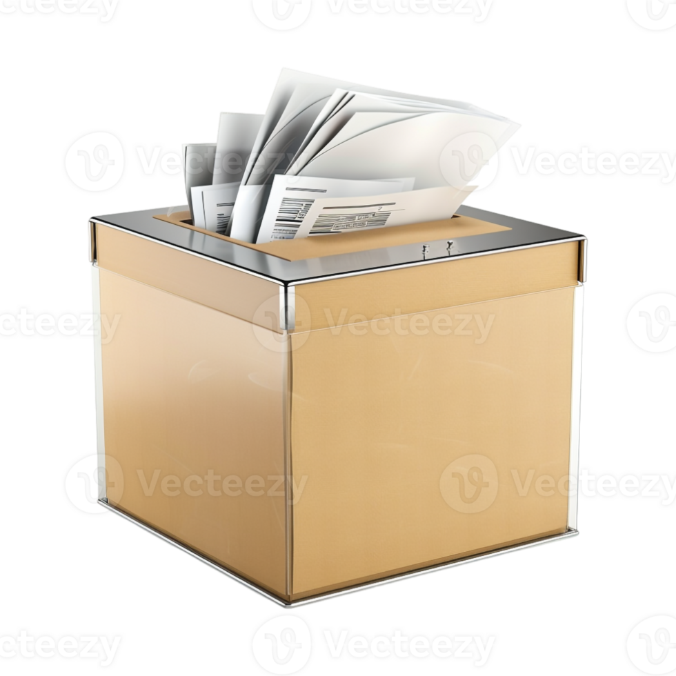 Voting Paper in a Balloting Box on Transparent Background png