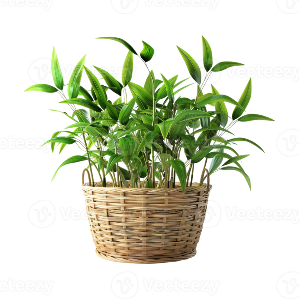 Bambusoideae Plant in Basket on Transparent Background png