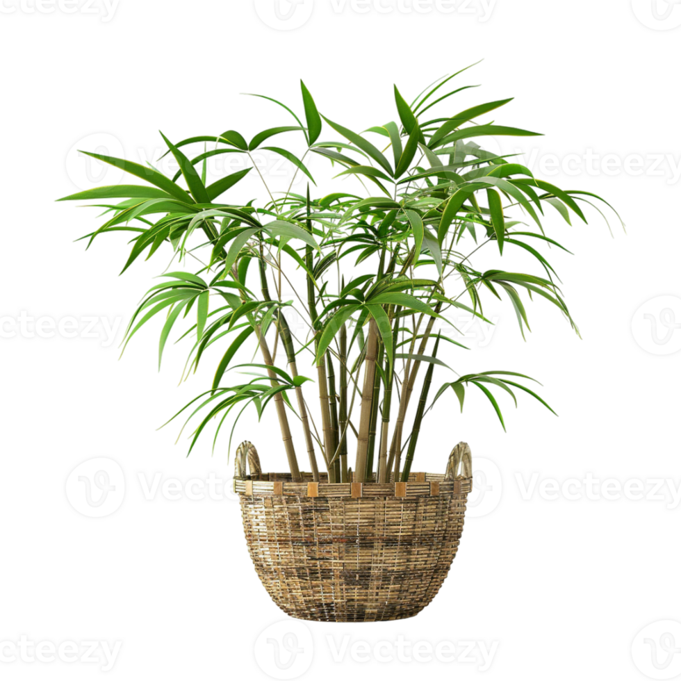 Bambusoideae Plant in Basket on Transparent Background png