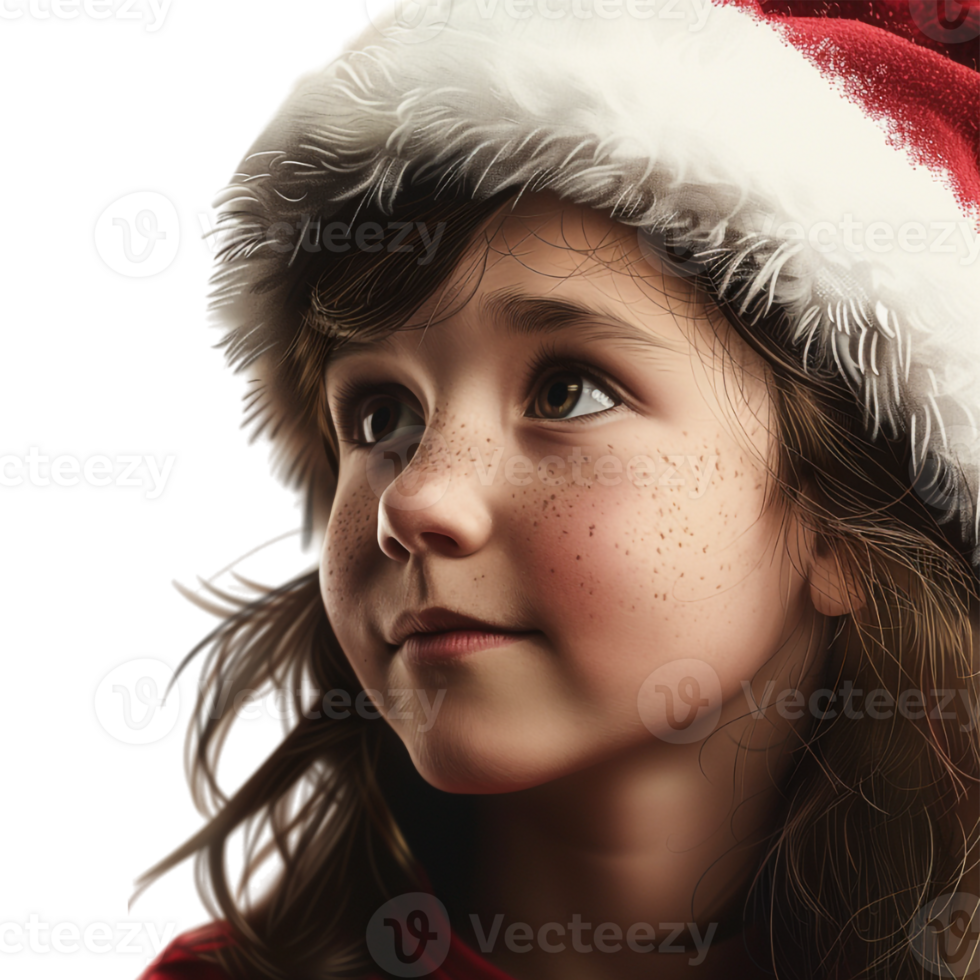 Child Wearing Christmas Hat on Transparent Background png