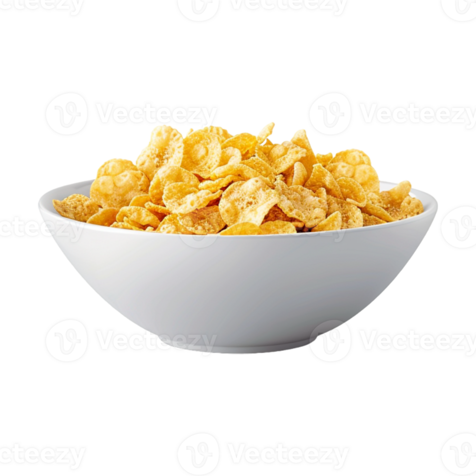 Corn Flakes in Bowl on Transparent Background png