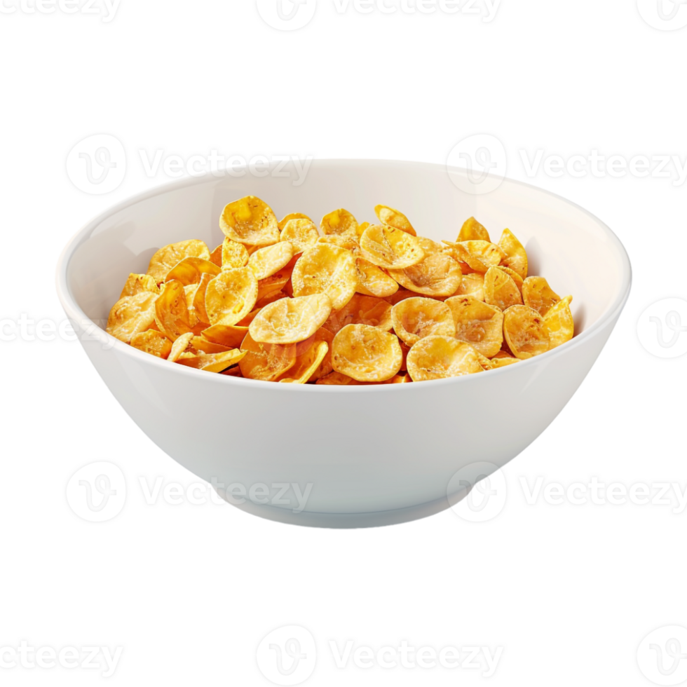 Corn Flakes in Bowl on Transparent Background png