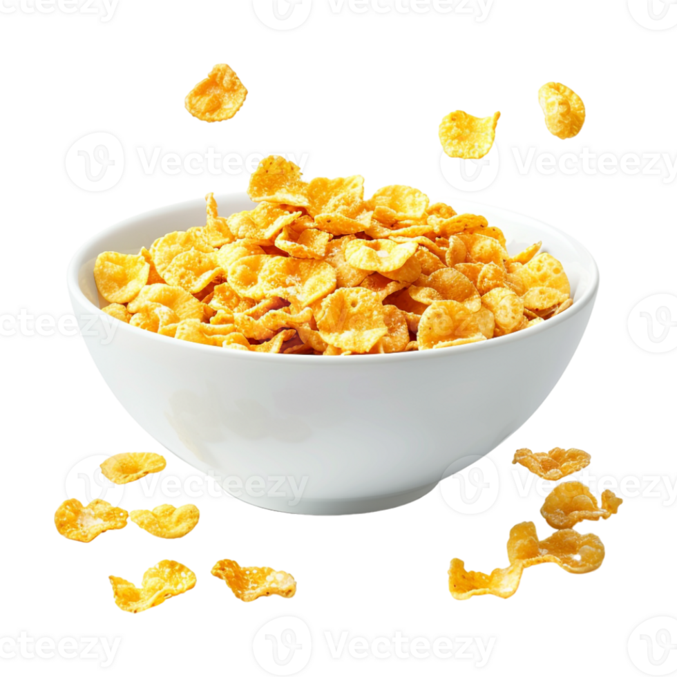 Corn Flakes in Bowl on Transparent Background png