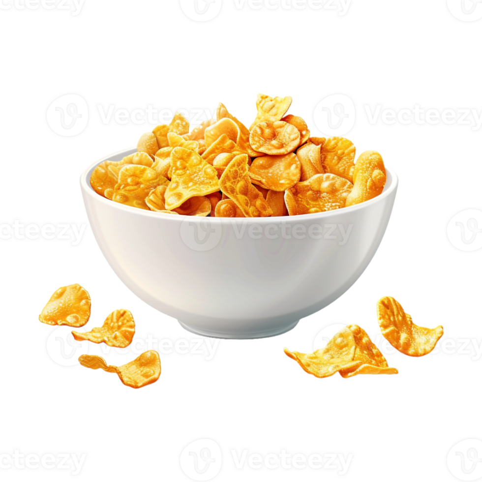 Corn Flakes in Bowl on Transparent Background png
