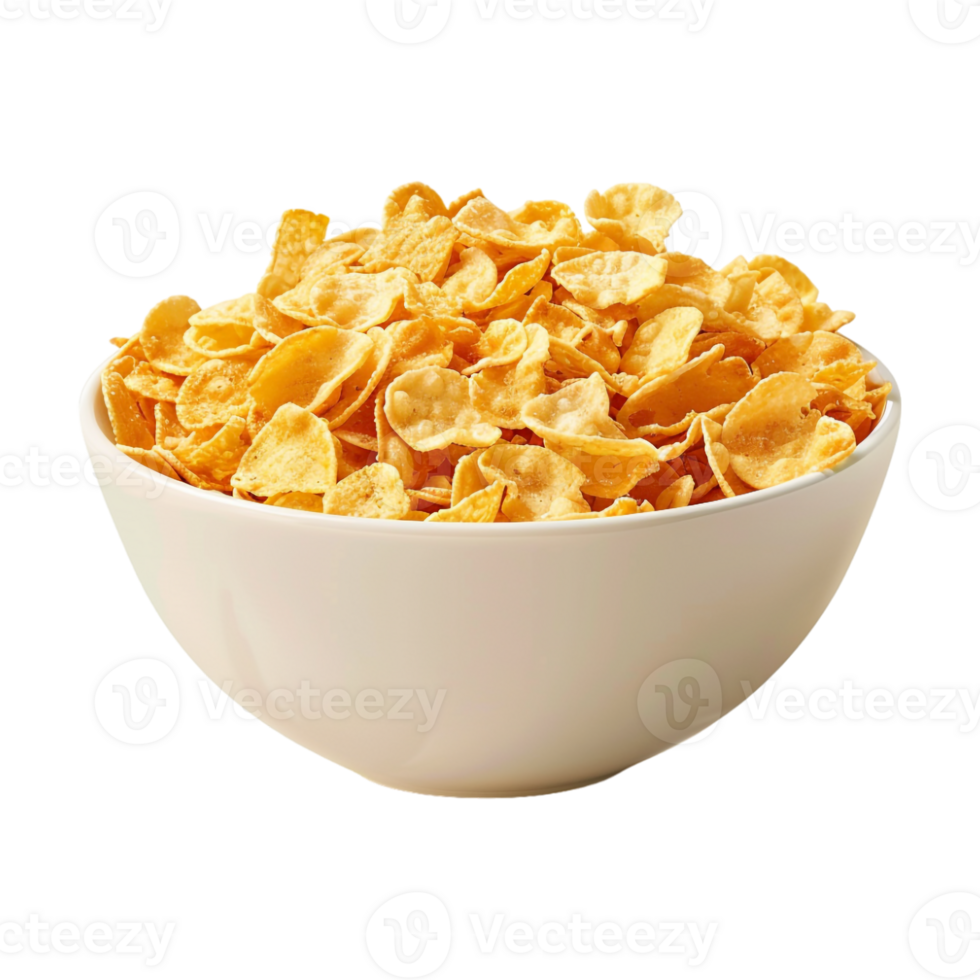 Corn Flakes in Bowl on Transparent Background png