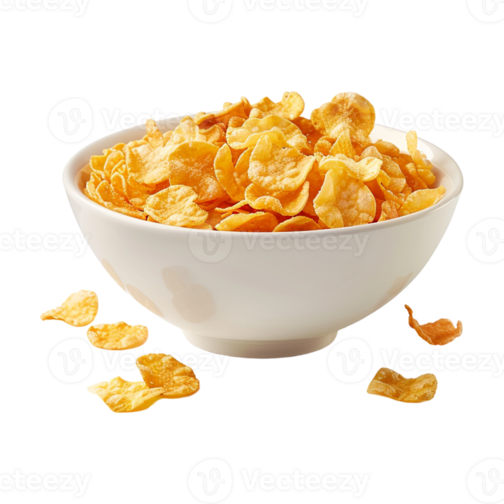 Corn Flakes in Bowl on Transparent Background png