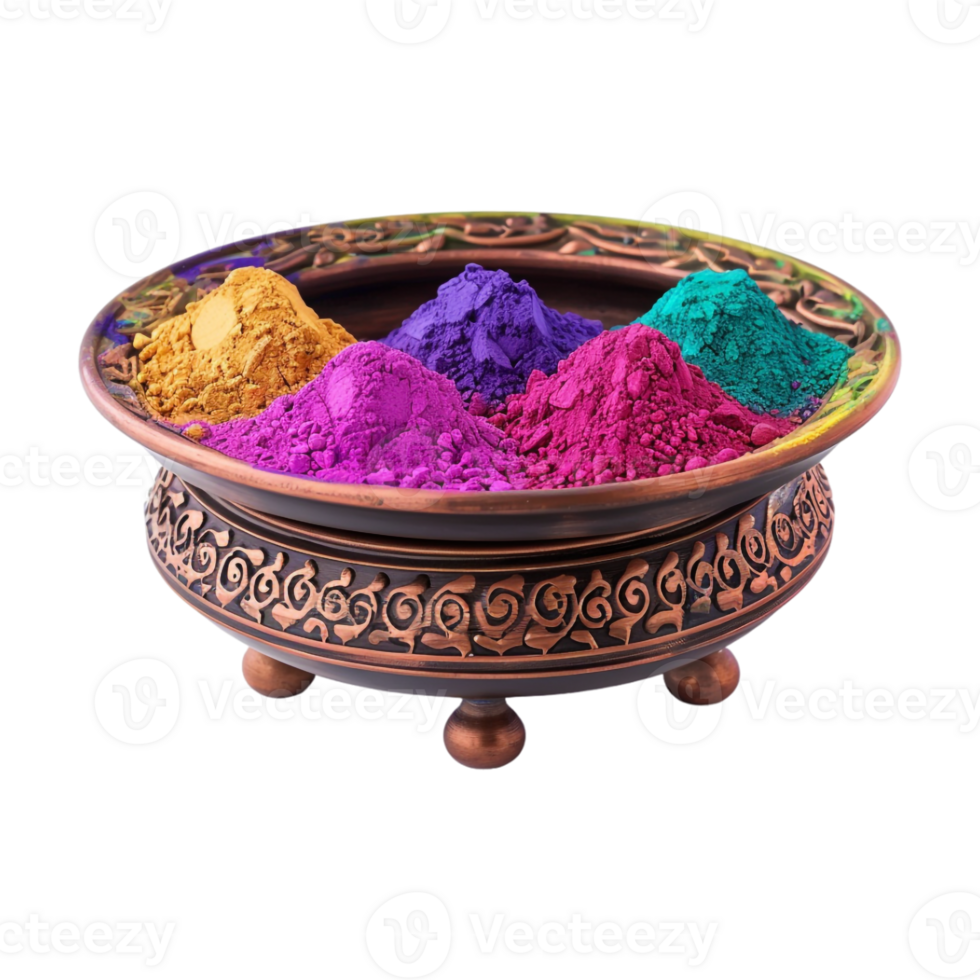 Diwali Bowl with Different Colors on Transparent Background png