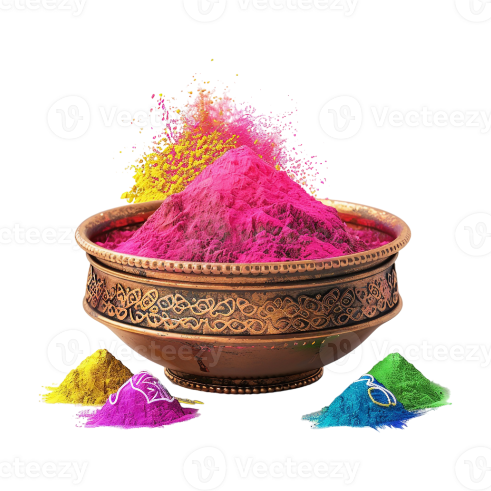 Diwali Bowl with Different Colors on Transparent Background png