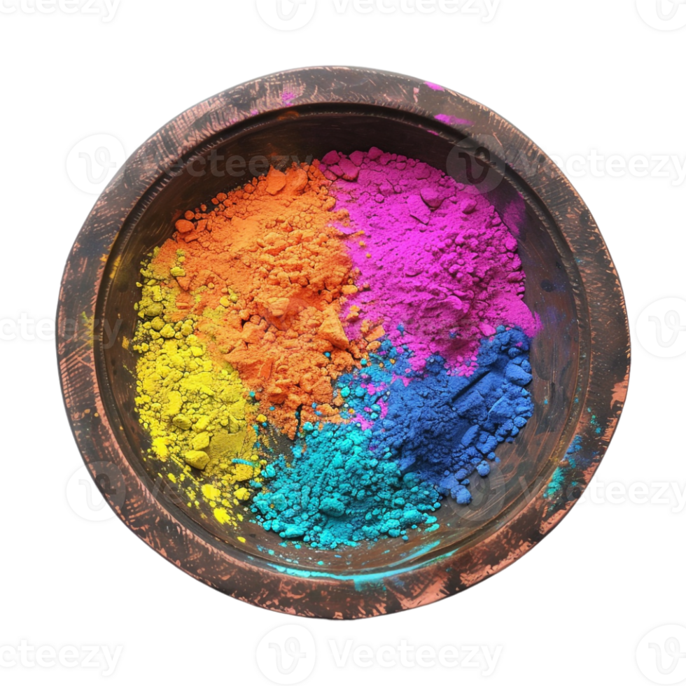 Diwali Bowl with Different Colors on Transparent Background png