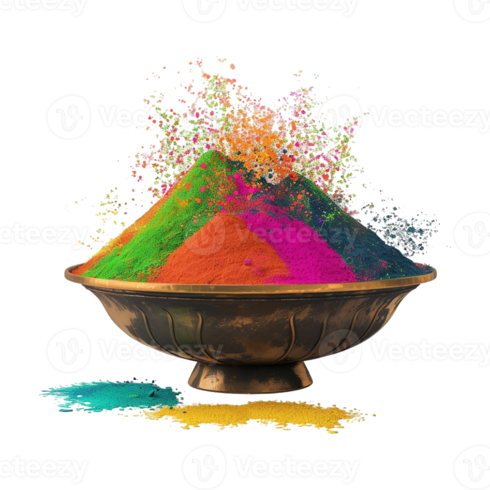 Diwali Bowl with Different Colors on Transparent Background png