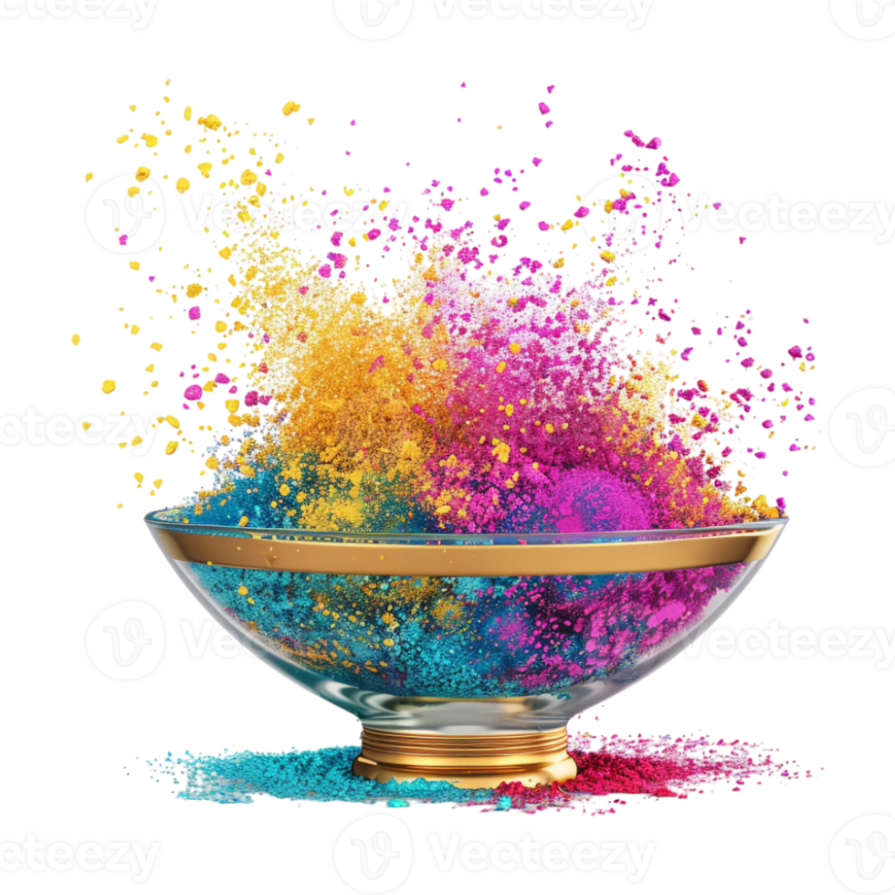 Diwali Bowl with Different Colors on Transparent Background png