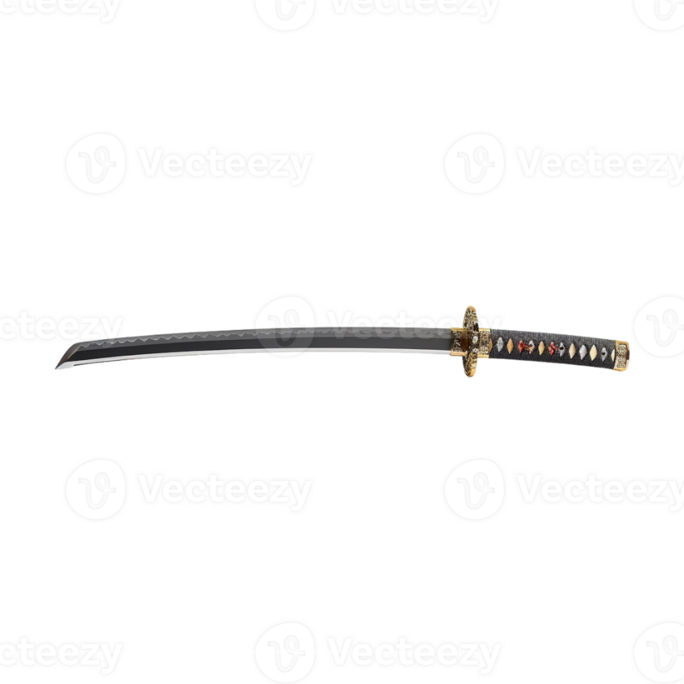 Japanese Samurai Katana Sword on Transparent Background png