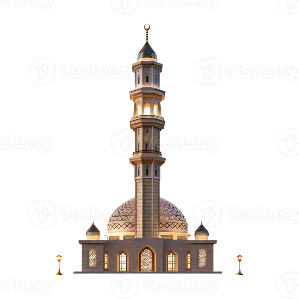 Islamic Minaret with Lights on Transparent Background png