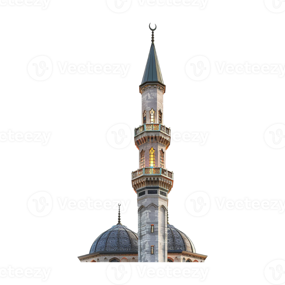 Islamic Minaret with Lights on Transparent Background png