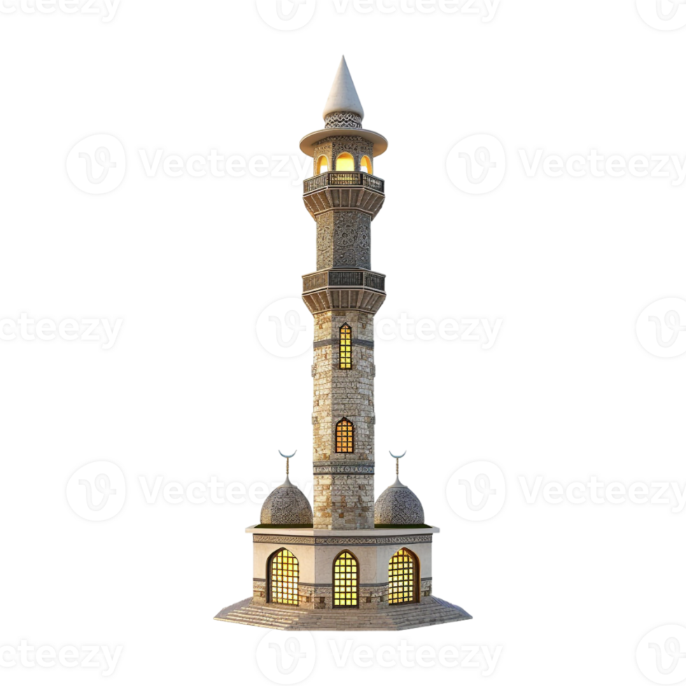 Islamic Minaret with Lights on Transparent Background png