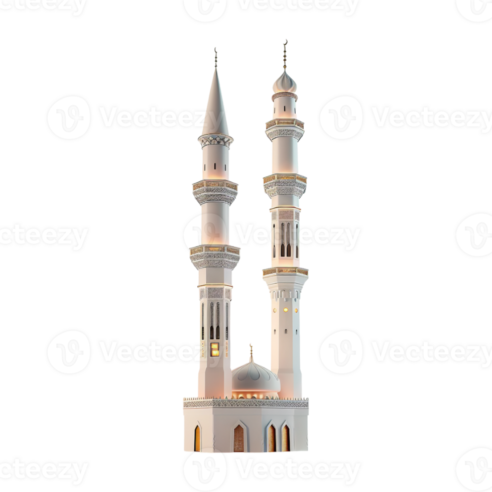 Islamic Minaret with Lights on Transparent Background png