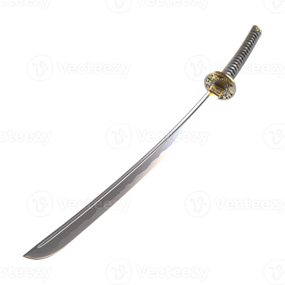 Japanese Samurai Katana Sword on Transparent Background png