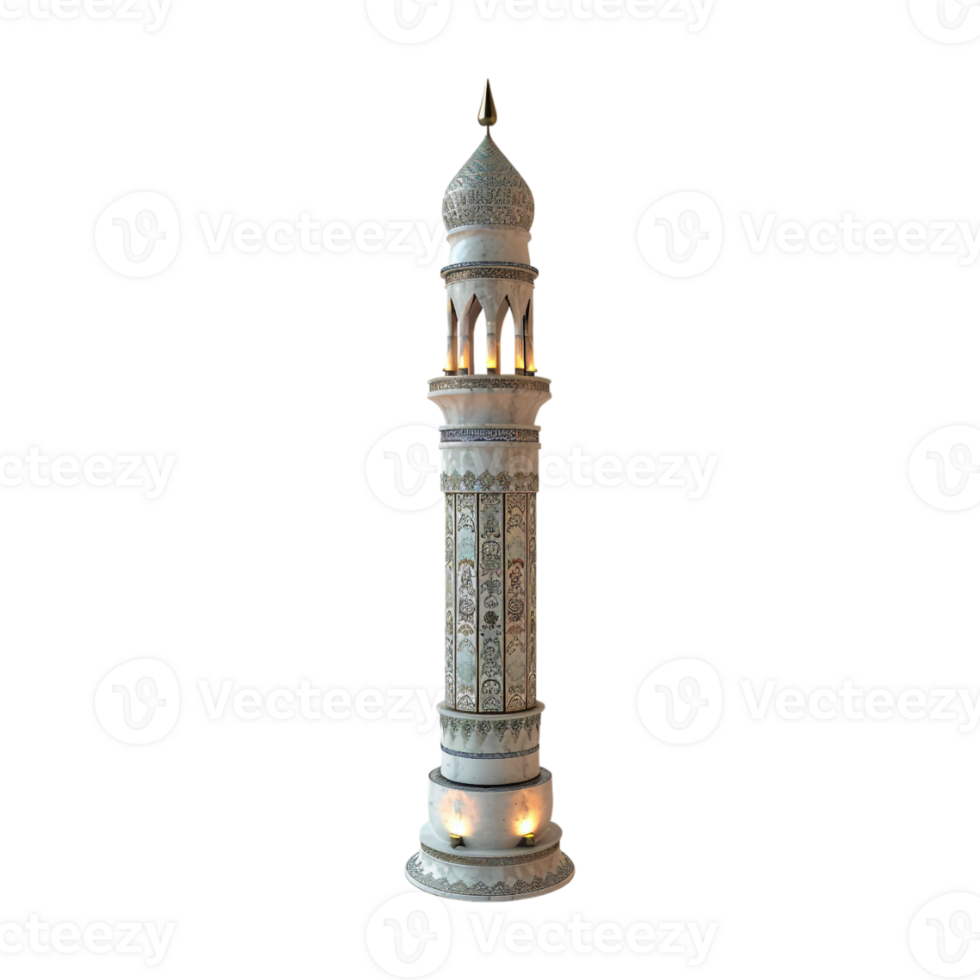 Islamic Minaret with Lights on Transparent Background png