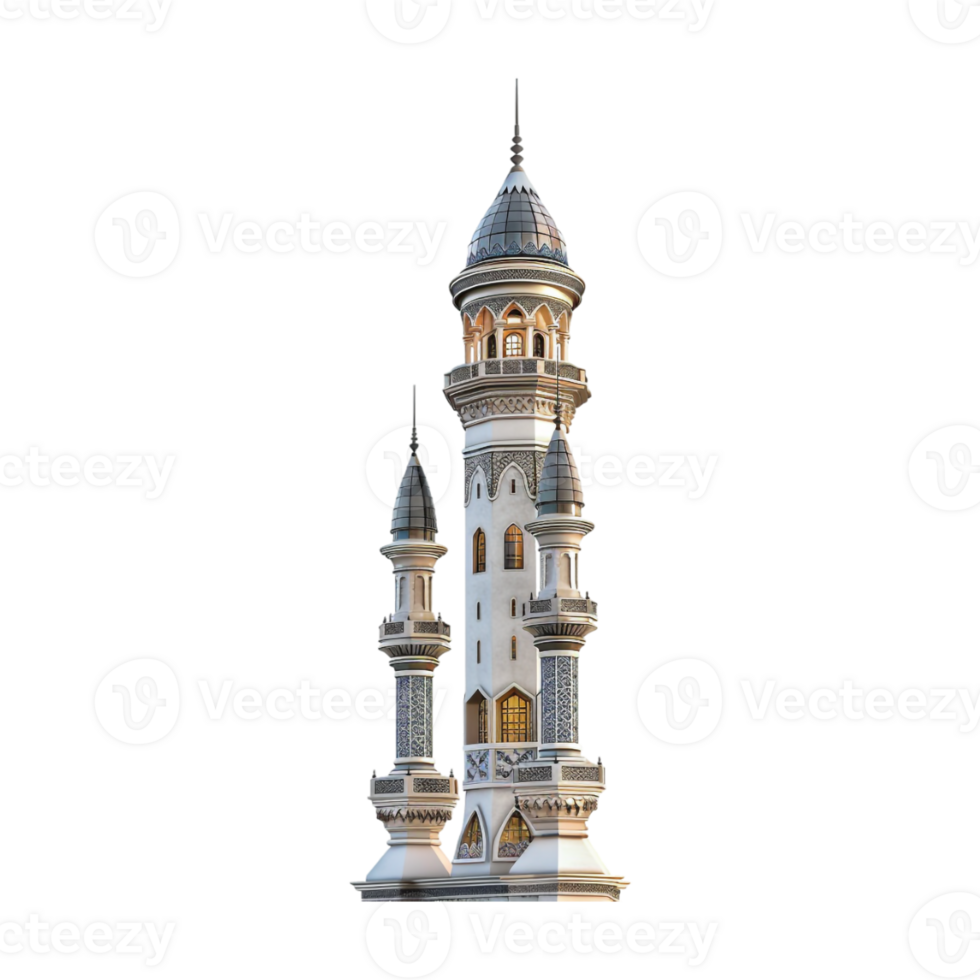 Islamic Minaret with Lights on Transparent Background png