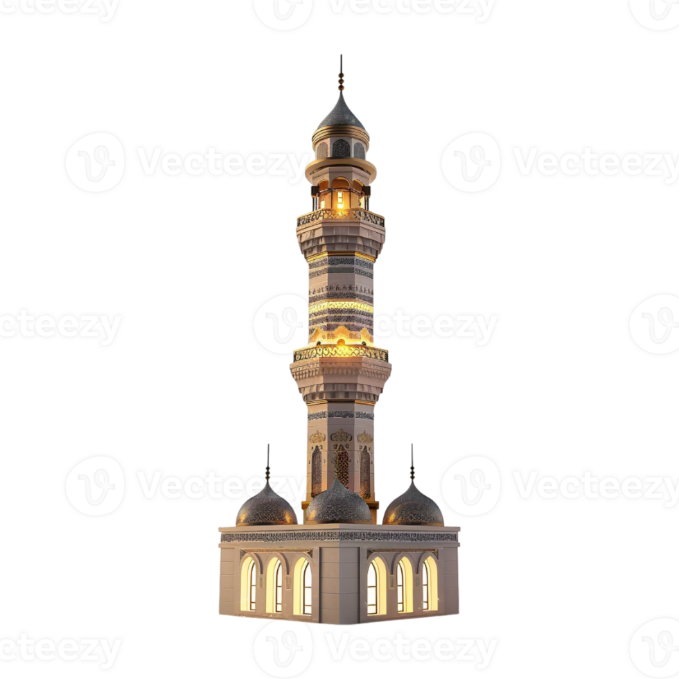 Islamic Minaret with Lights on Transparent Background png