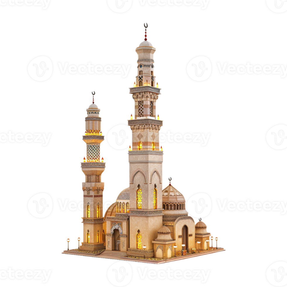 Islamic Minaret with Lights on Transparent Background png