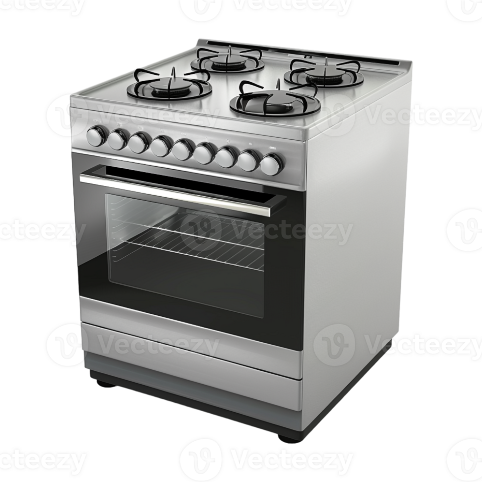 Stainless steel oven with Gas stove on Transparent Background png