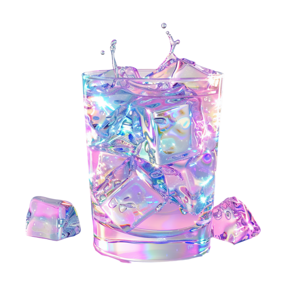 Neon Glass with Water in it on Transparent Background png